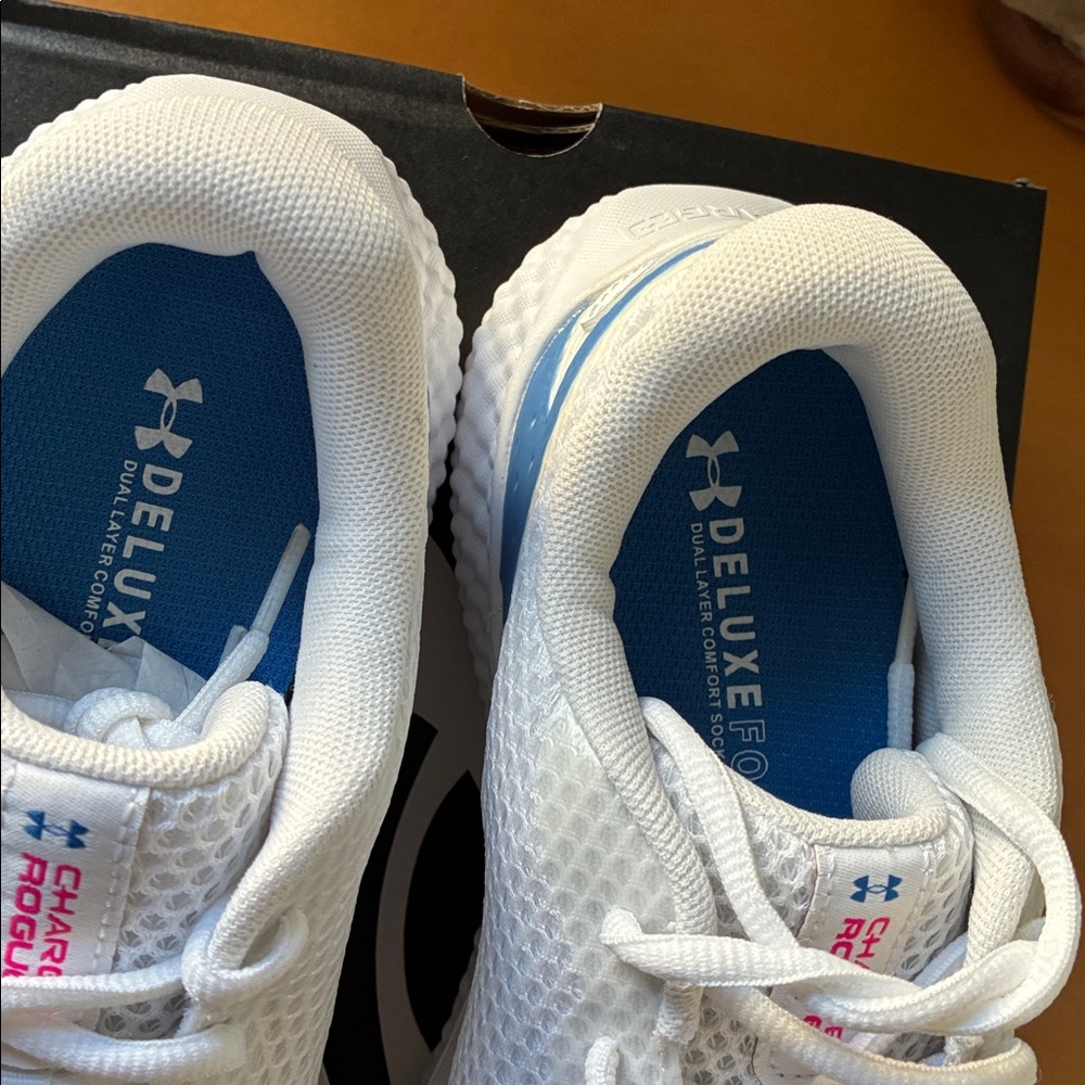 Under Armour Women’s Size 8 White Sneakers with Pink and Blue Accents. - Picture 2 of 4